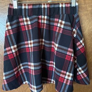 Plaid A-Line Skirt - Red and Black
